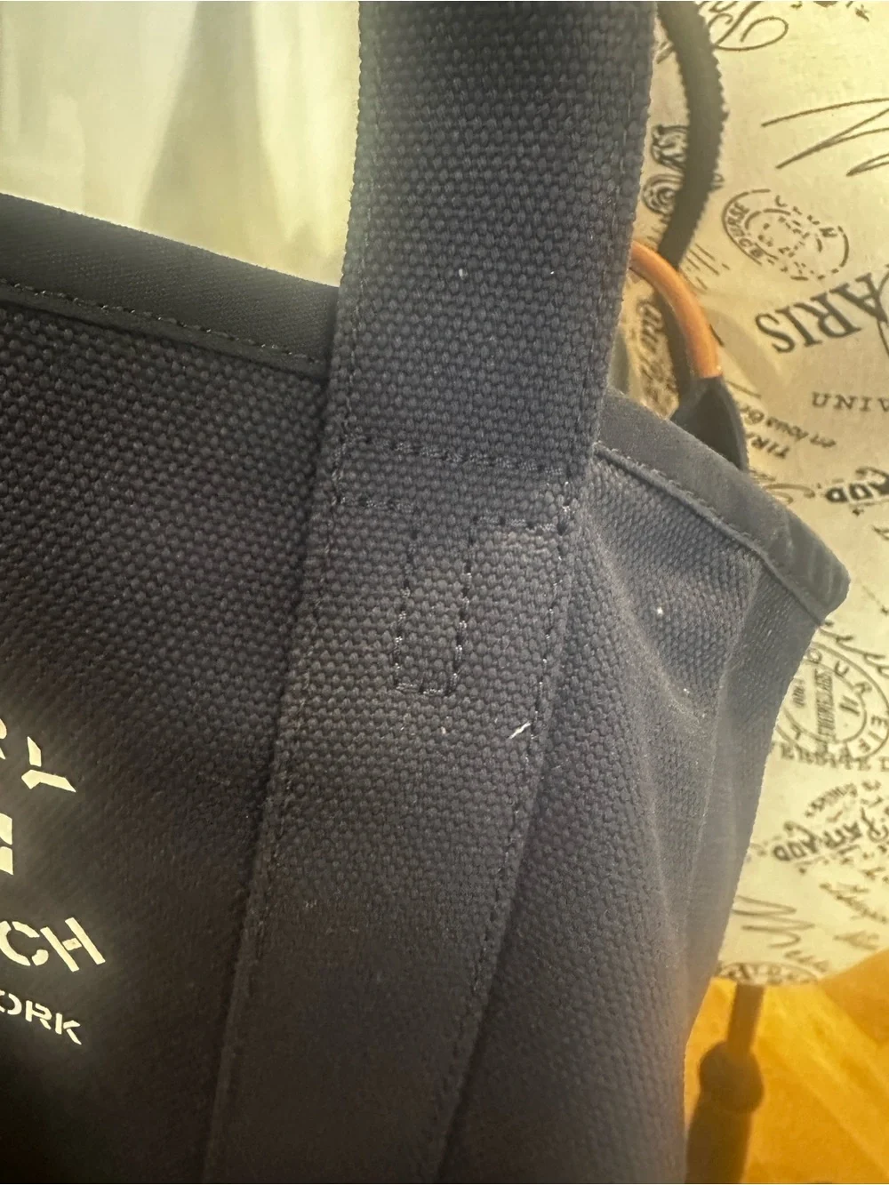 Tory Burch Navy Canvas Logo Tote